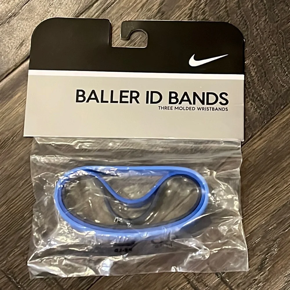 Nike Baller ID bands Wristbands Bracelets new vintage 2005 Blue Adult Size